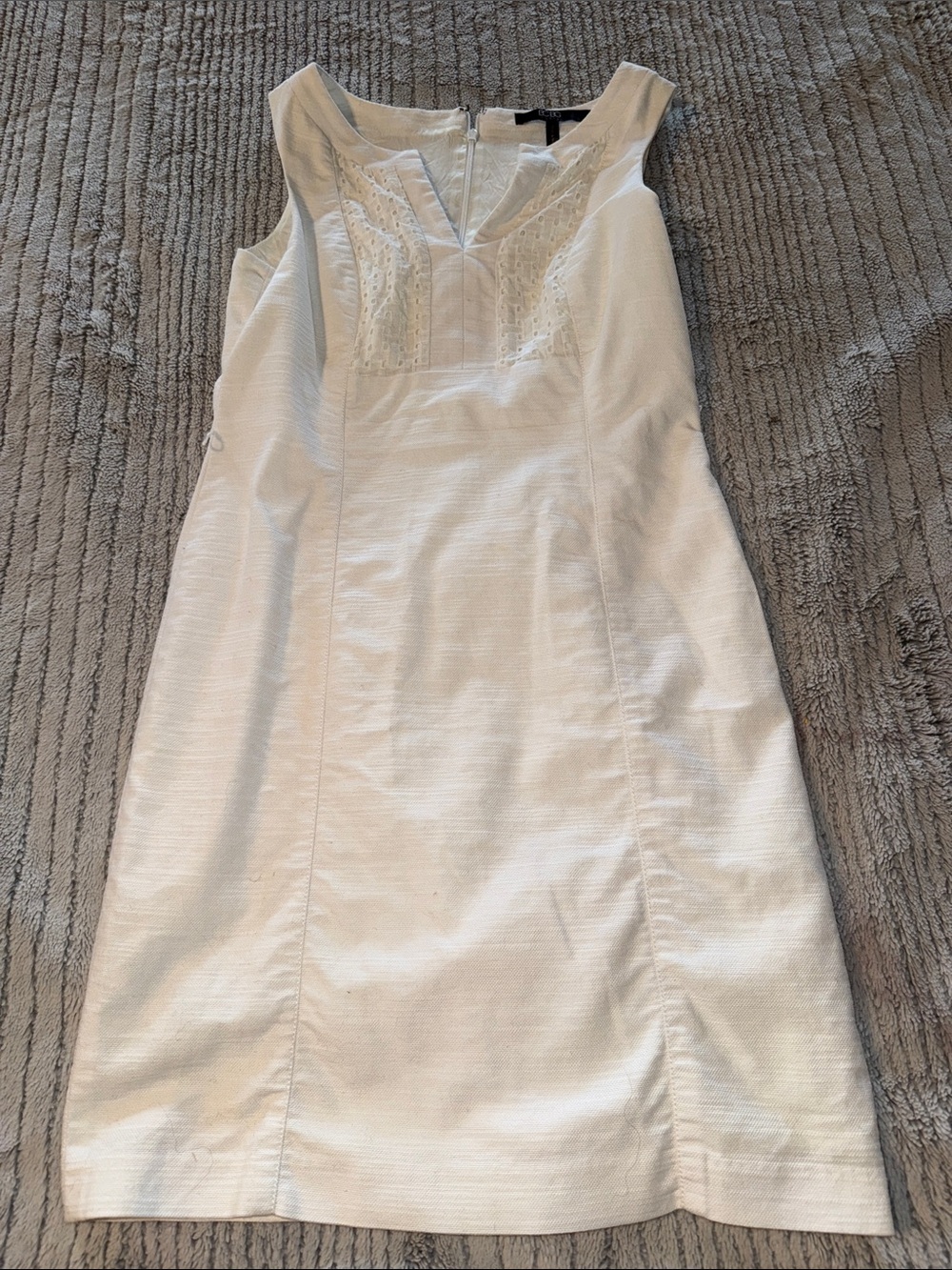 BCBG Cream Lace-Trim Sleeveless Shift Dress